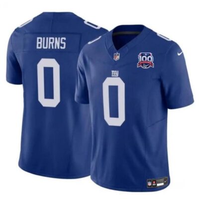 New York Giants #0 Brian Burns Blue 2024 F.U.S.E. 100TH Season Patch Vapor Untouchable Limited Football Stitched Jersey