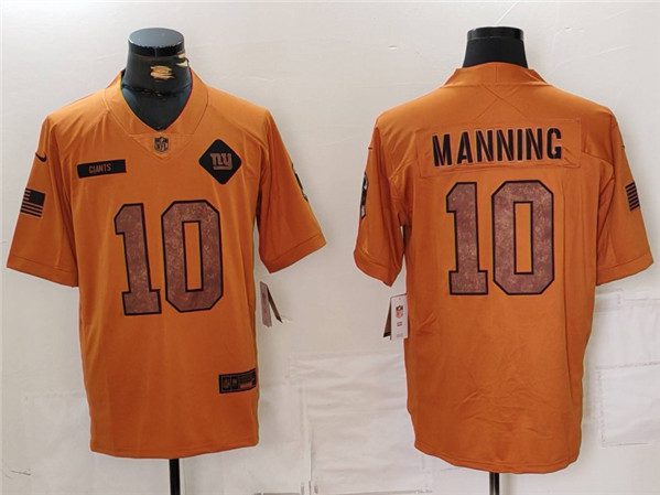 New York Giants #10 Eli Manning 2023 Brown Salute To Service Limited Football Stitched Jersey