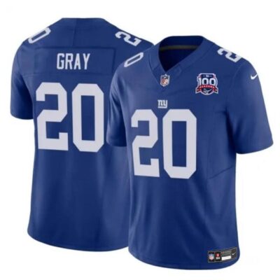 New York Giants #20 Eric Gray Blue 2024 F.U.S.E. 100TH Season Patch Vapor Untouchable Limited Football Stitched Jersey