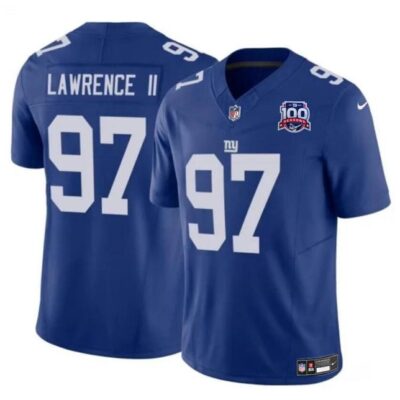 New York Giants #97 Dexter Lawrence II Blue 2024 F.U.S.E. 100TH Season Patch Vapor Untouchable Limited Football Stitched Jersey