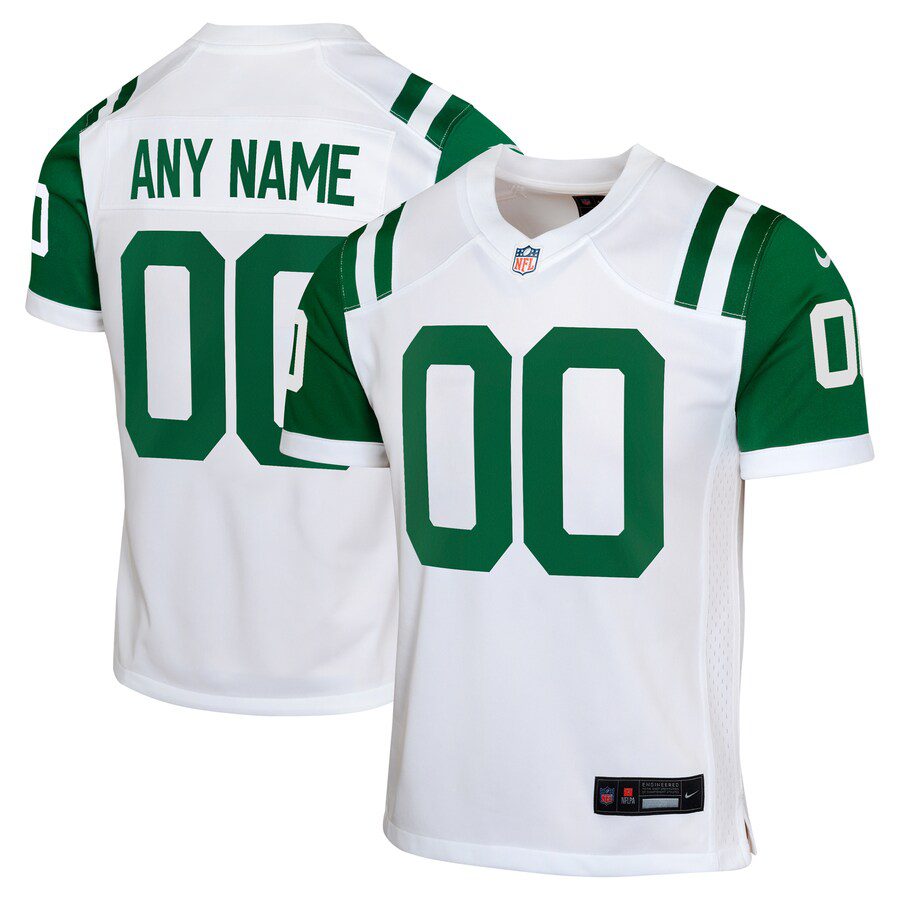 New York Jets Youth Classic Alternate Custom Replica Jersey - White