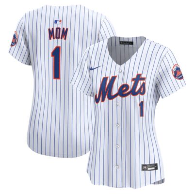 New York Mets Women #1 Mom Home Limited Jersey - White