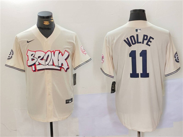 New York Yankees #11 Anthony Volpe Cream Bronx Graffiti V2 Vapor Limited Stitched Baseball Jersey