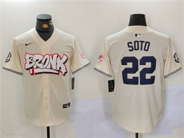 New York Yankees #22 Juan Soto Cream Bronx Graffiti V2 Vapor Limited Stitched Baseball Jersey