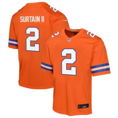 Patrick Surtain II Denver Broncos Youth Mile High Collection 1977 Throwback Game Jersey - Orange