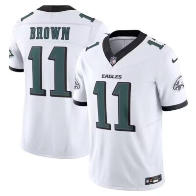 Philadelphia Eagles #11 A.J. Brown White Front Special font F.U.S.E. Limited Football Stitched Jersey