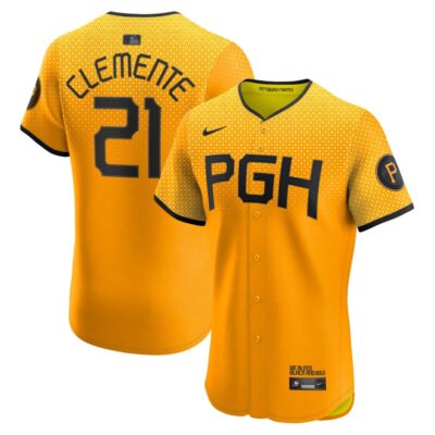 Roberto Clemente Pittsburgh Pirates City Connect Elite Player Jersey - Gold