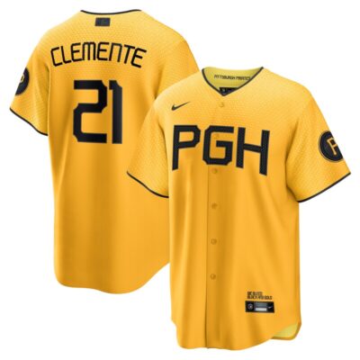 Roberto Clemente Pittsburgh Pirates City Connect Replica Player Jersey - Gold