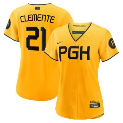 Roberto Clemente Pittsburgh Pirates Women City Connect Replica Player Jersey - Gold