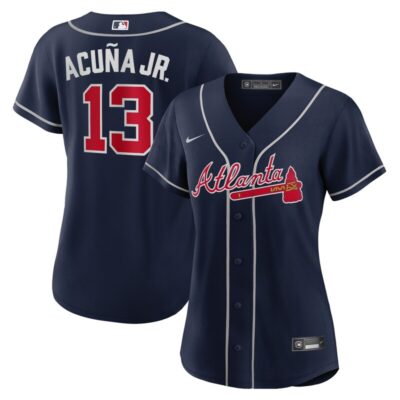 Ronald Acuna Jr. Atlanta Braves Women Alternate Replica Player Jersey - Navy