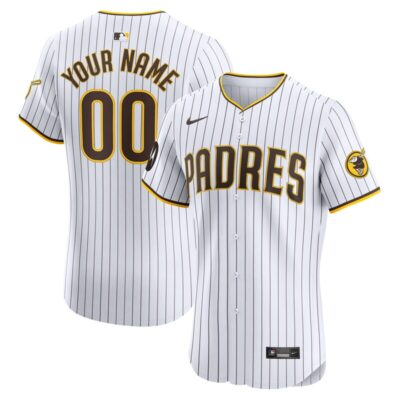 San Diego Padres Home Elite Custom Patch Jersey - White