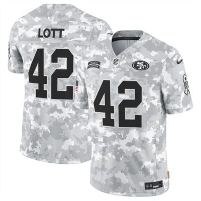 San Francisco 49ers #42 Ronnie Lott 2024 F.U.S.E. Arctic Camo Salute to Service Limited Football Stitched Jersey