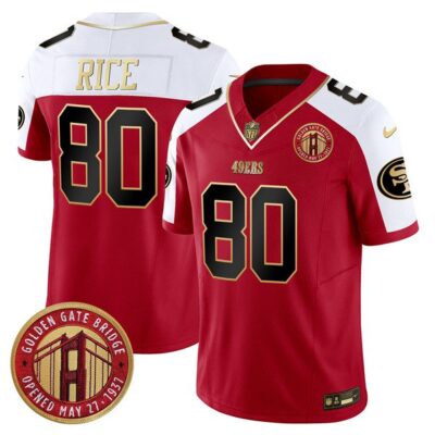 San Francisco 49ers #80 Jerry Rice Red F.U.S.E. Golden Gate Bridge Patch Alternate Vapor Limited Football Stitched Jersey