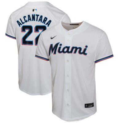 Sandy Alcantara Miami Marlins Youth Home Game Player Jersey - White