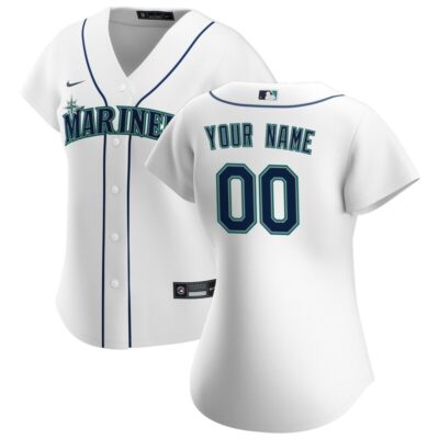 Seattle Mariners Women Home Replica Custom Jersey - White