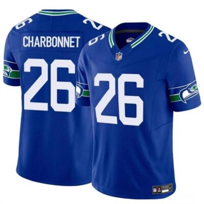 Seattle Seahawks #26 Zach Charbonnet Royal 2024 F.U.S.E. Throwback Vapor Limited Football Stitched Jersey