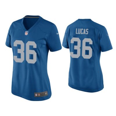 Women Chase Lucas Detroit Lions Blue Throwback Game Jersey