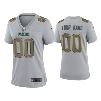 Women Custom Green Bay Packers Gray Atmosphere Fashion Game Jersey