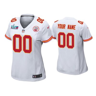 Women Custom Kansas City Chiefs Super Bowl LVII White Game Jersey