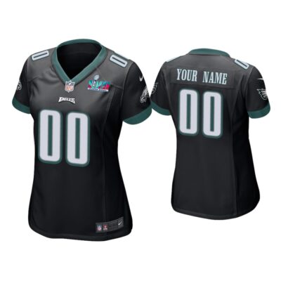 Women Custom Philadelphia Eagles Super Bowl LVII Black Game Jersey
