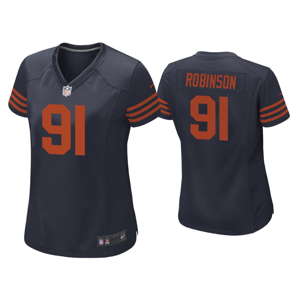 Women Dominique Robinson Chicago Bears Navy Throwback Game Jersey