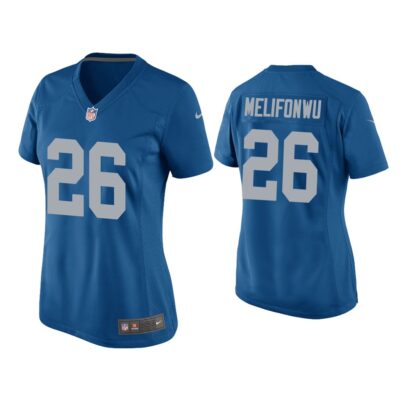 Women Ifeatu Melifonwu Detroit Lions Blue Throwback Game Jersey