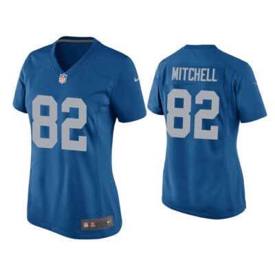 Women James Mitchell Detroit Lions Blue Throwback Game Jersey