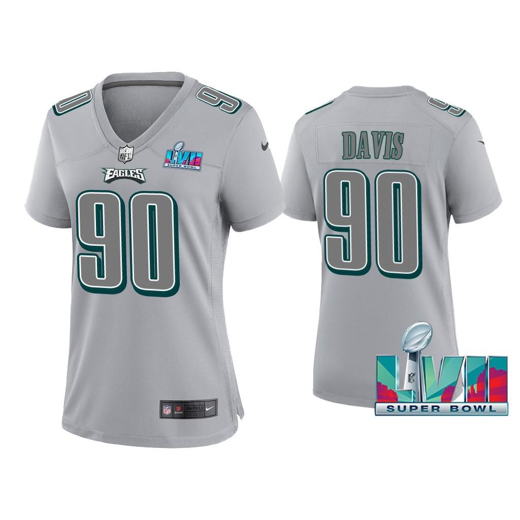 Women Jordan Davis Philadelphia Eagles Super Bowl LVII Gray Atmosphere Jersey