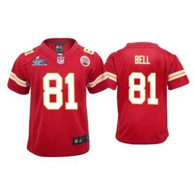 Youth Blake Bell Kansas City Chiefs Super Bowl LVII Red Game Jersey