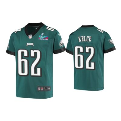 Youth Jason Kelce Philadelphia Eagles Super Bowl LVII Midnight Green Game Jersey