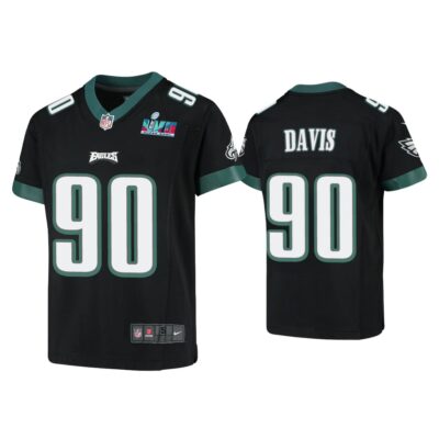 Youth Jordan Davis Philadelphia Eagles Super Bowl LVII Black Game Jersey