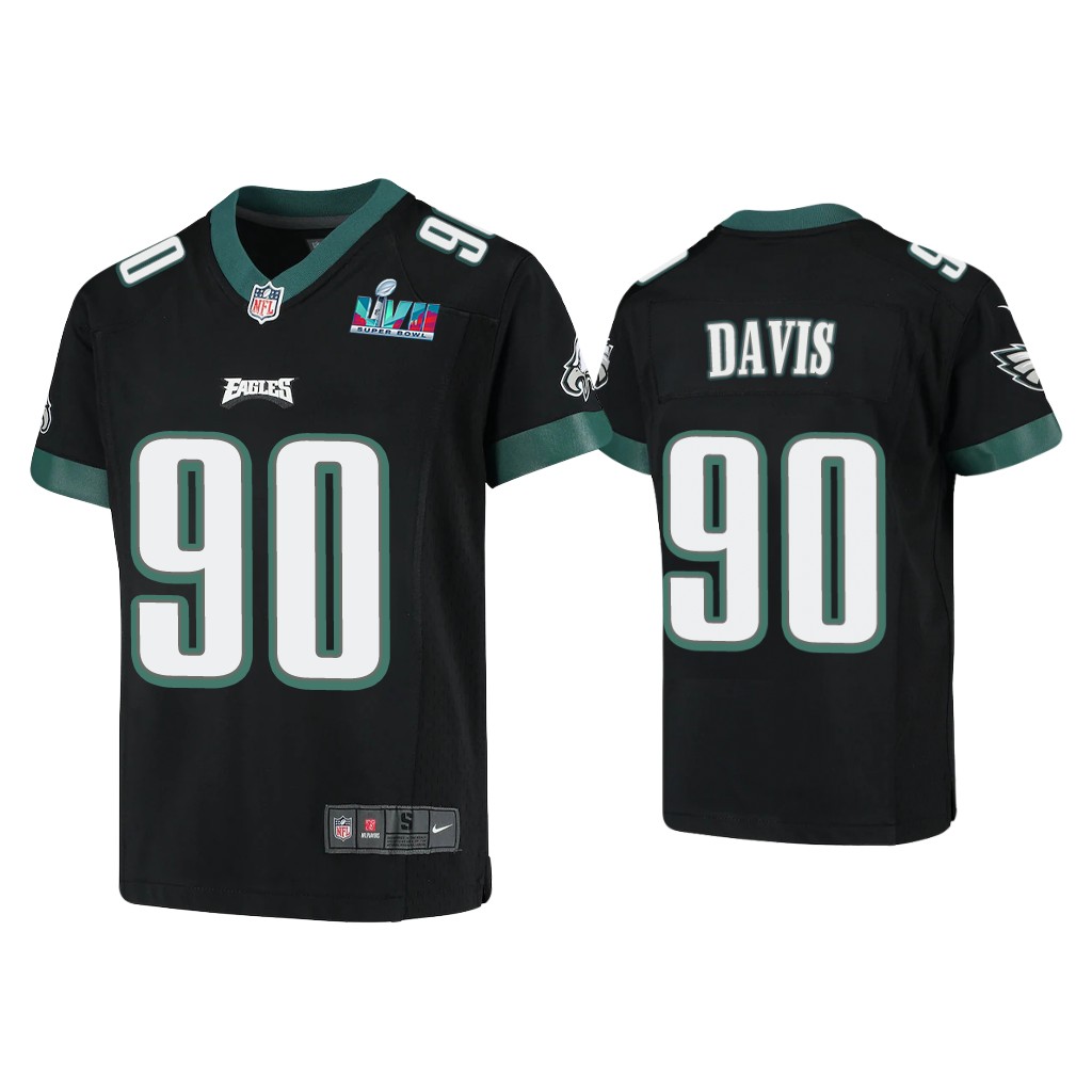 Youth Jordan Davis Philadelphia Eagles Super Bowl LVII Black Game Jersey
