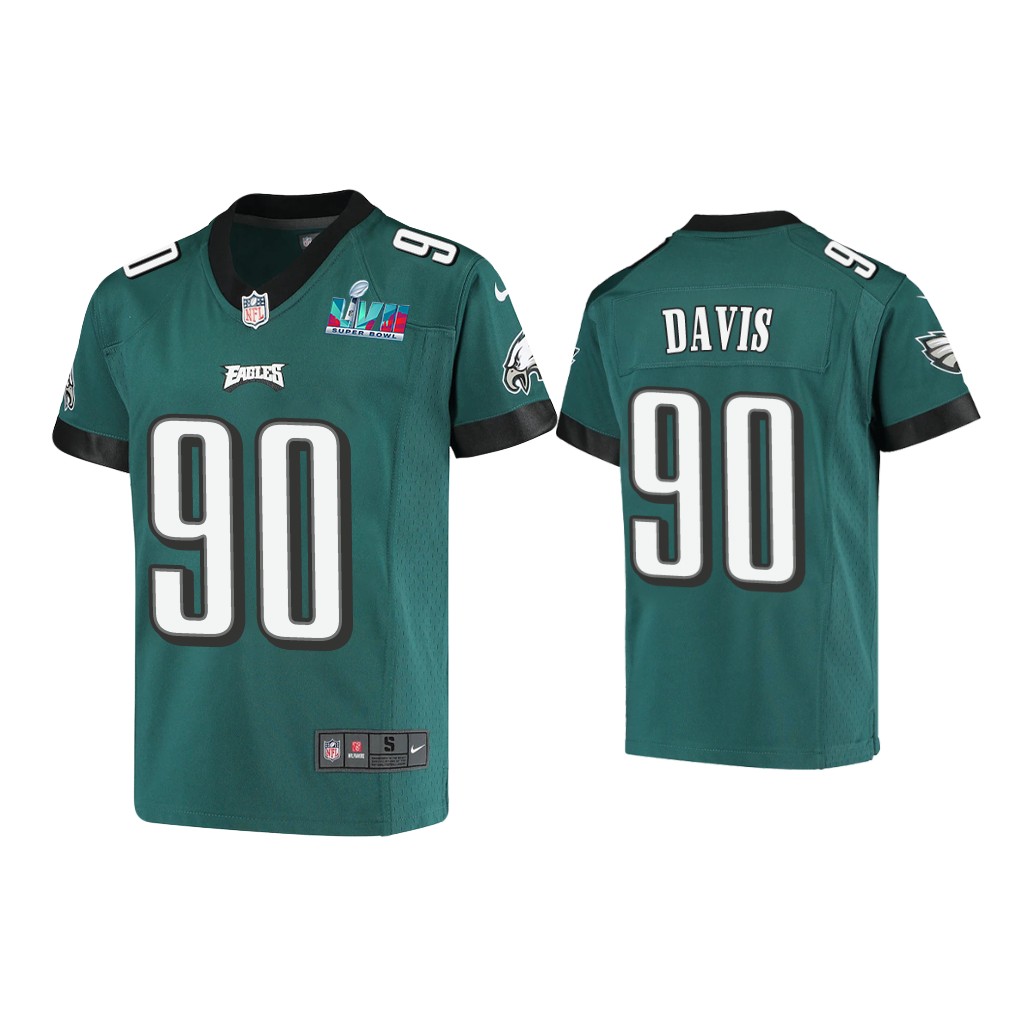 Youth Jordan Davis Philadelphia Eagles Super Bowl LVII Midnight Green Game Jersey