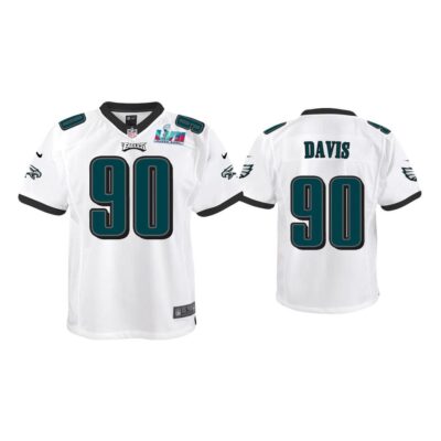 Youth Jordan Davis Philadelphia Eagles Super Bowl LVII White Game Jersey