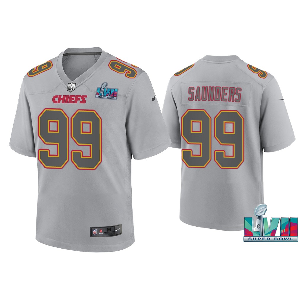 Youth Khalen Saunders Kansas City Chiefs Super Bowl LVII Gray Atmosphere Jersey