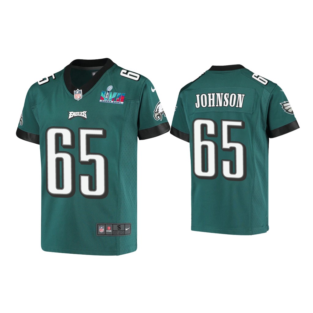 Youth Lane Johnson Philadelphia Eagles Super Bowl LVII Midnight Green Game Jersey