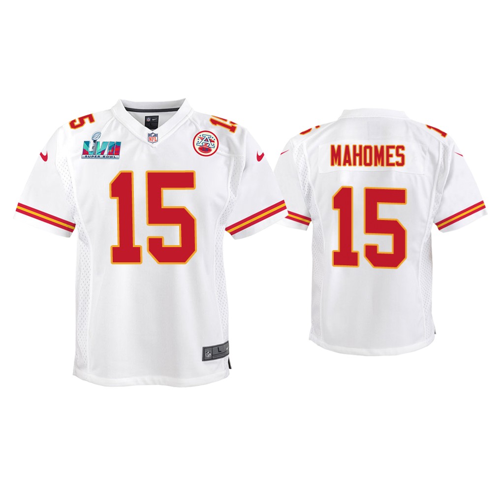 Youth Patrick Mahomes Kansas City Chiefs Super Bowl LVII White Game Jersey