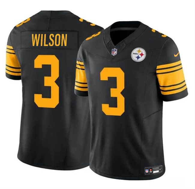Youth Pittsburgh Steelers #3 Russell Wilson Black 2023 F.U.S.E. Color Rush Limited Football Stitched Jersey
