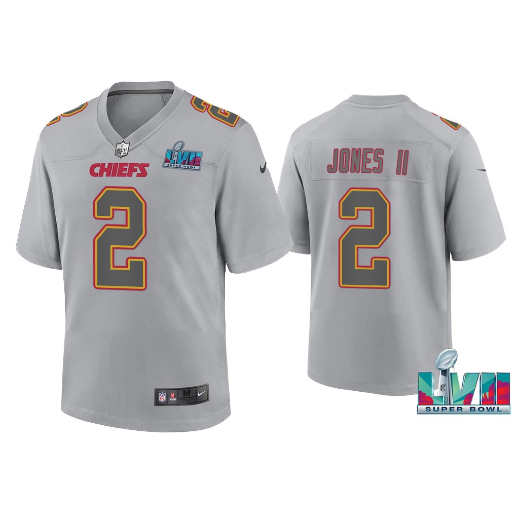 Youth Ronald Jones Ii Kansas City Chiefs Super Bowl LVII Gray Atmosphere Jersey