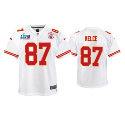 Youth Travis Kelce Kansas City Chiefs Super Bowl LVII White Game Jersey