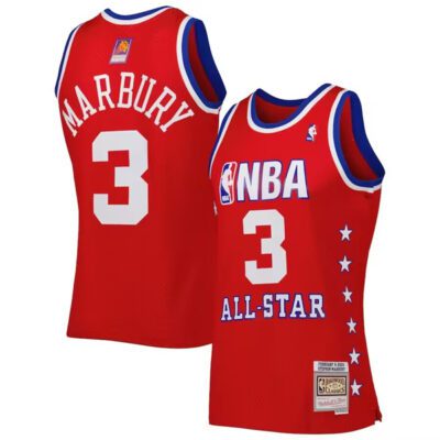 2003 All-Star #3 Stephon Marbury Red Swingman Stitched Basketball Jersey