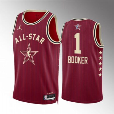 2024 All-Star #1 Devin Booker Crimson Stitched Basketball Jersey