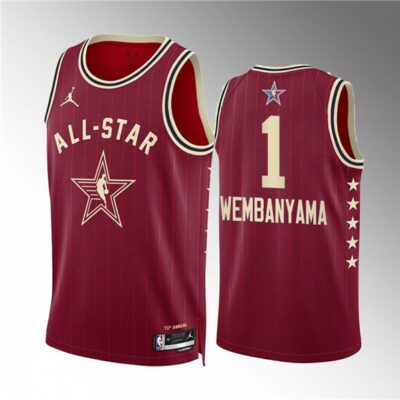 2024 All-Star #1 Victor Wembanyama Crimson Stitched Basketball Jersey