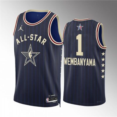 2024 All-Star #1 Victor Wembanyama Navy Stitched Basketball Jersey