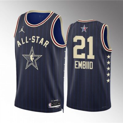 2024 All-Star #21 Joel Embiid Navy Stitched Basketball Jersey