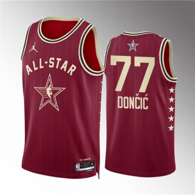 2024 All-Star #77 Luka Doncic Crimson Stitched Basketball Jersey