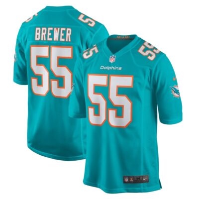 Aaron Brewer Miami Dolphins Game Jersey - Aqua