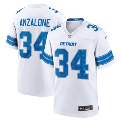 Alex Anzalone Detroit Lions White Game Jersey - White