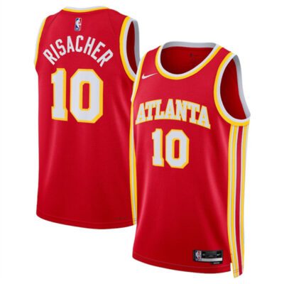 Atlanta Hawks #10 Zaccharie Risacher Red 2024 Draft Icon Edition Stitched Jersey