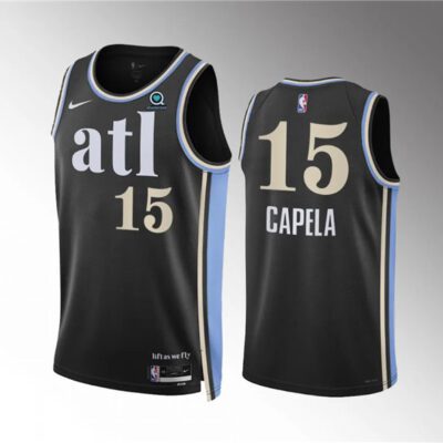 Atlanta Hawks #15 Clint Capela 2023/24 Black City Edition Stitched Basketball Jersey